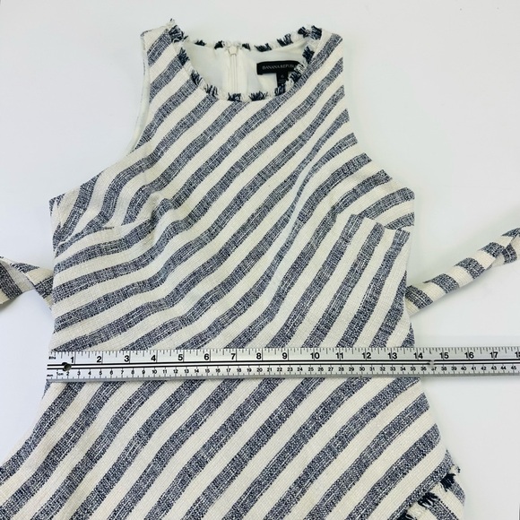 Banana Republic stripe sleeveless dress navy white sleeveless asymmetrical Sz 6 - Picture 6 of 14